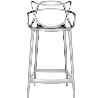 Chaise de bar Masters Stool de Philippe Starck & Eugeni Quitllet - Kartell-Chrome (métallisé)-H 99 cm X L 49 cm-The Woods Gallery